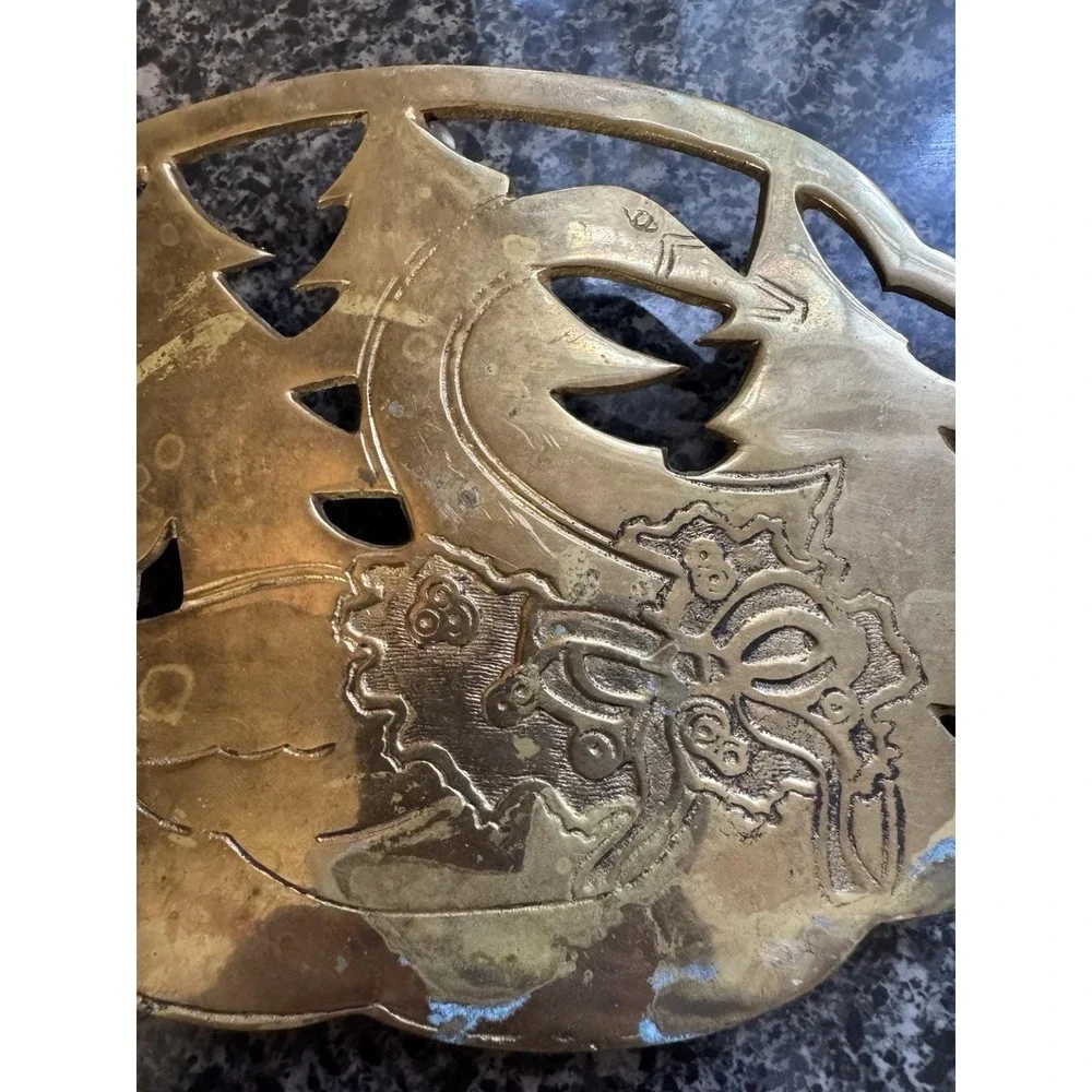 Vintage Brass Goose With Wreath Christmas Goose Brass Trivet